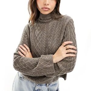 & Other Stories Brown Cable Knit Sweater